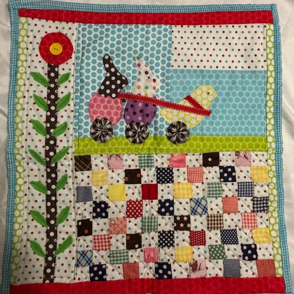 Quilt Chicks And Rabbits Polka Dots Wall Art 16x18